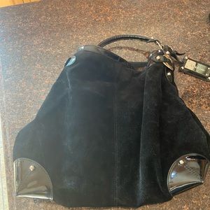 Black Suede and Patent leather bebe Handbag